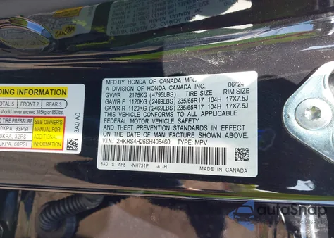 2025 Honda Cr-V Lx Awd from USA, damaged, VIN 2HKRS4H26SH408460